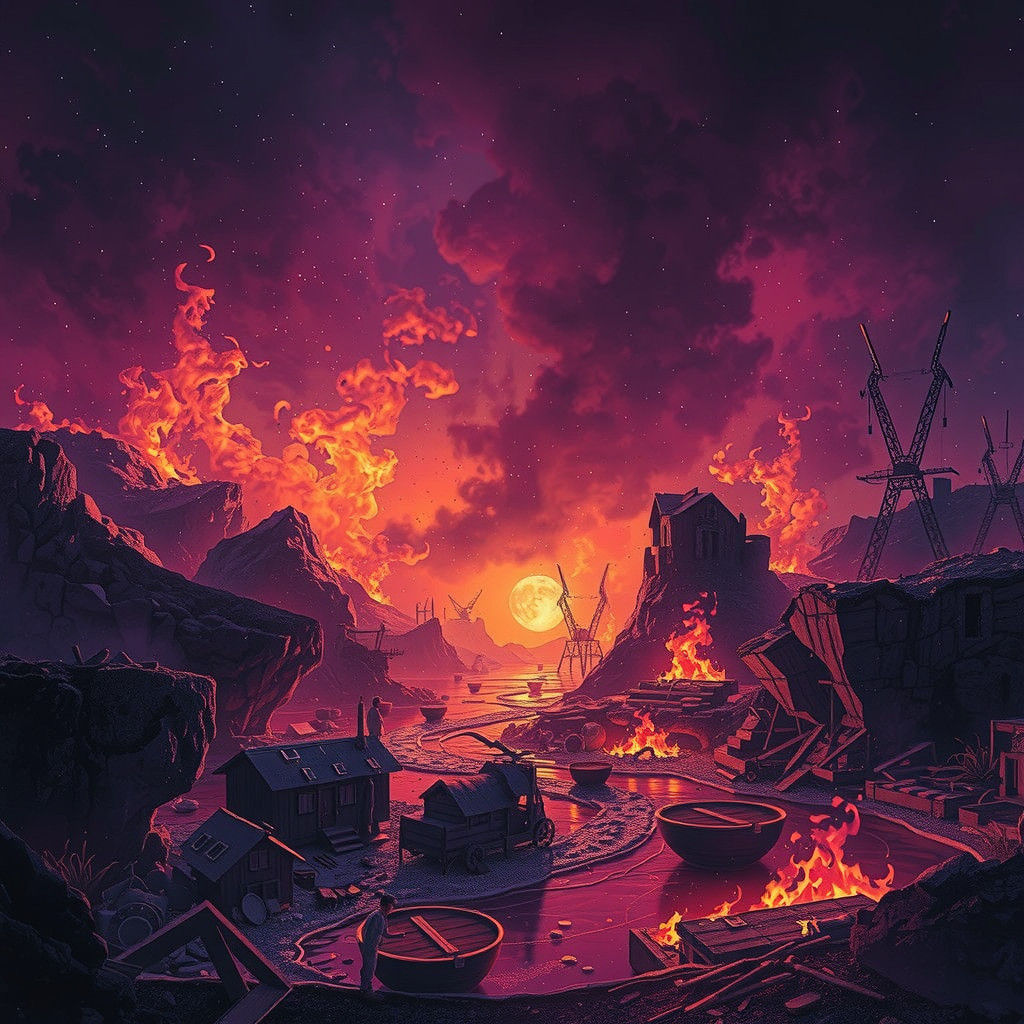 Dark Fantasy Flames: 8k Resolution Concept Art