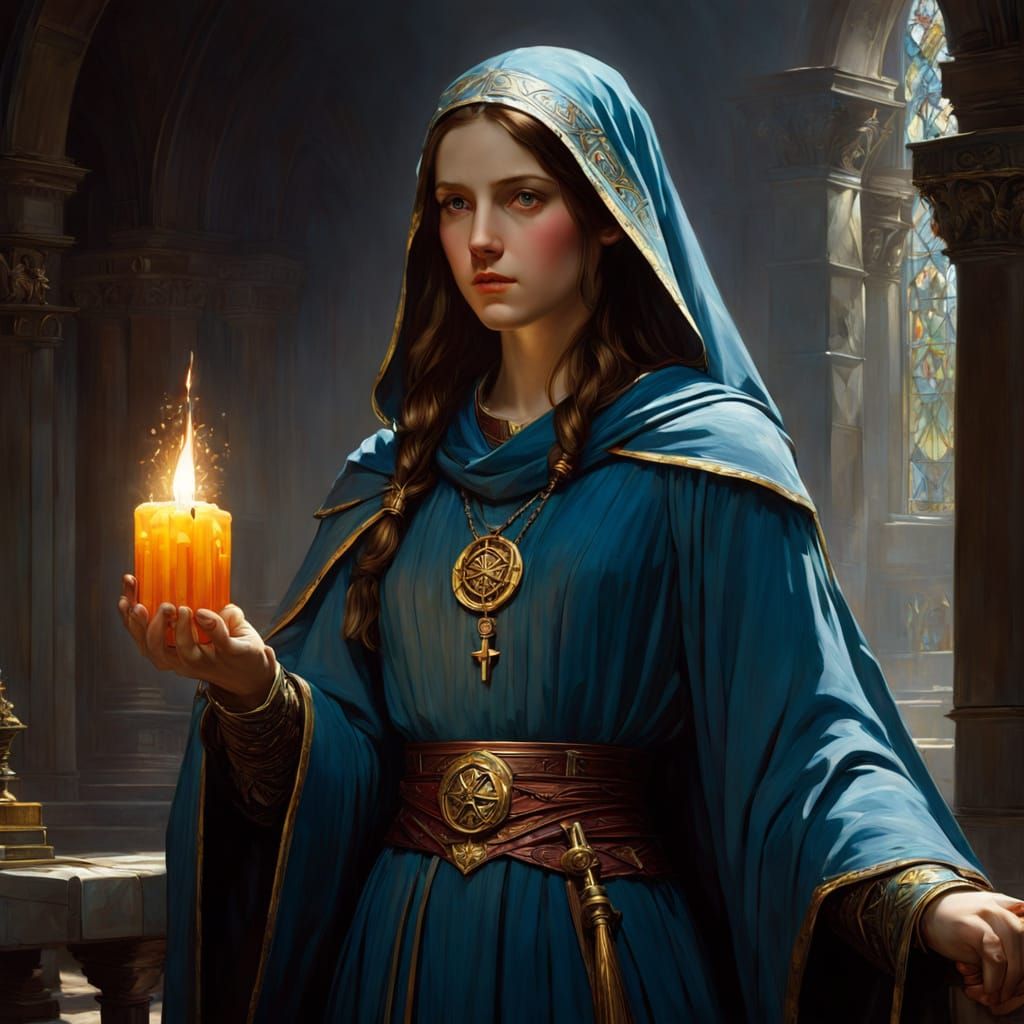 Cleric Healing in Chiaroscuro Style