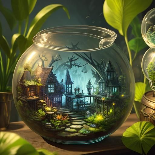 Miniature Glass Bowl Garden: Fantasy Concept Art