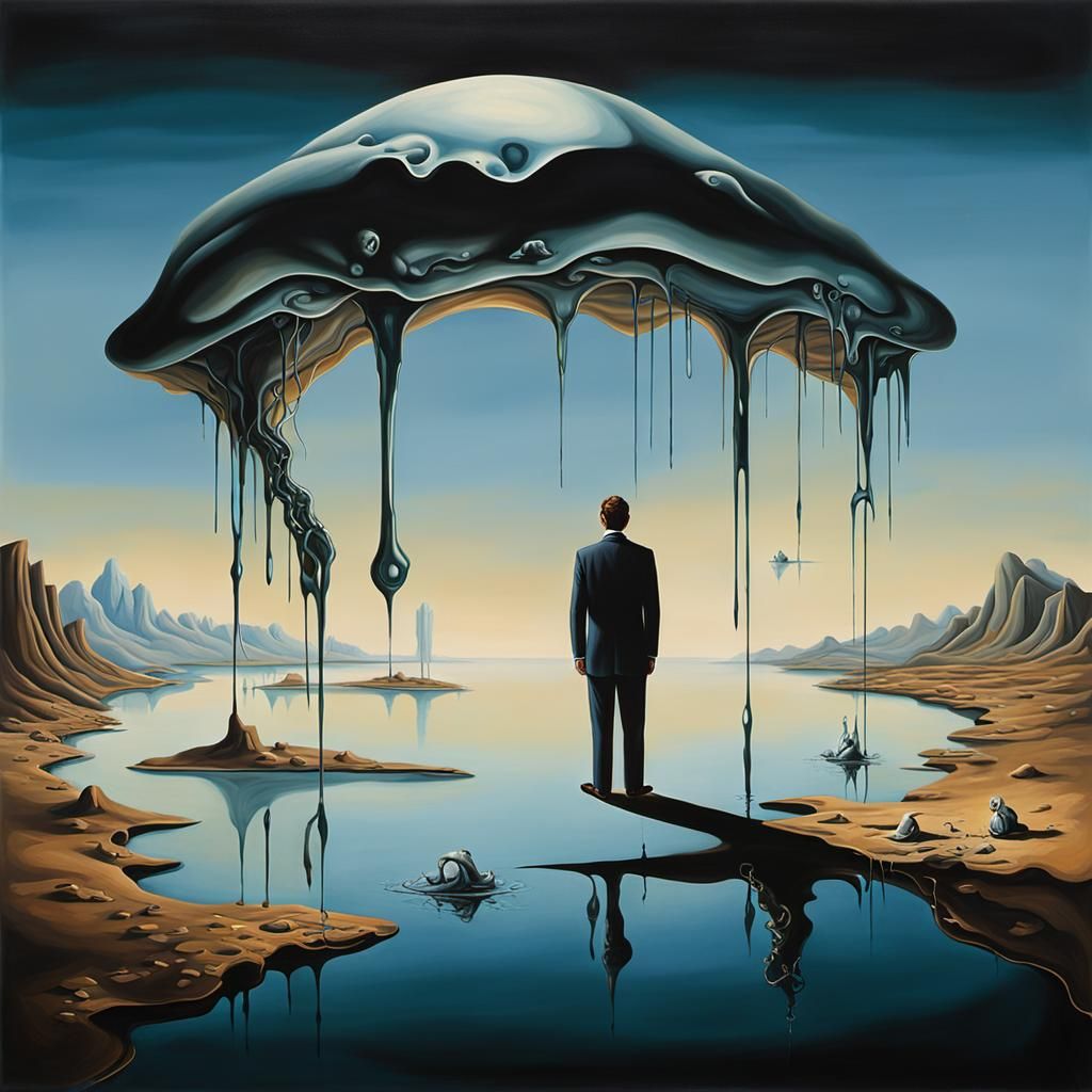 Surreal Shadows: A Dali-esque Vision of Sorrow