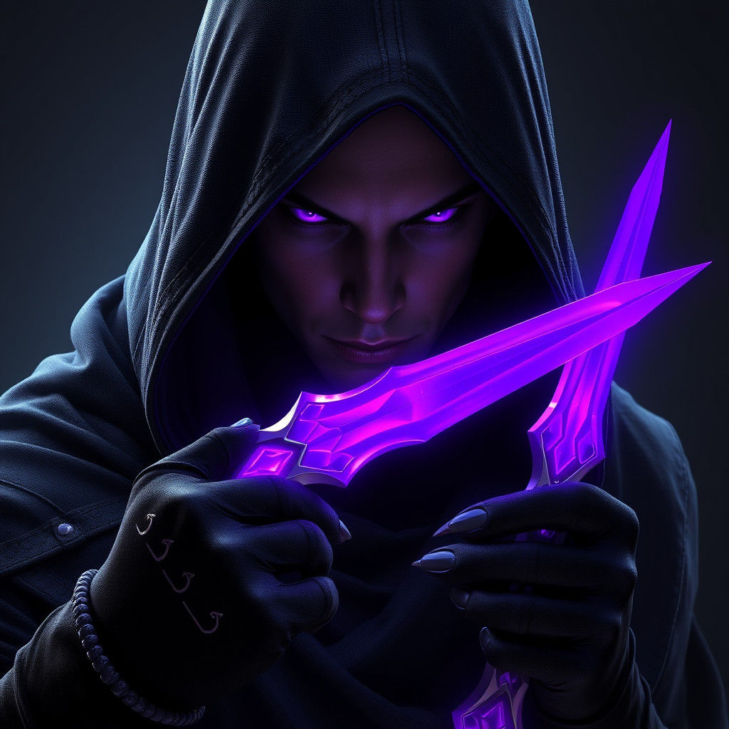 Mystical Soulknife Rogue with Purple Energy Daggers