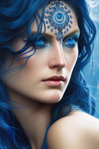 Water Goddess Portrait in Hyperrealistic Style