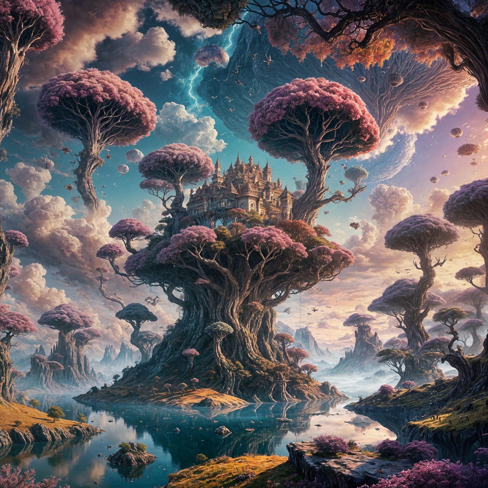 Surreal Landscape with Floating Islands: Digital Matte Paint...
