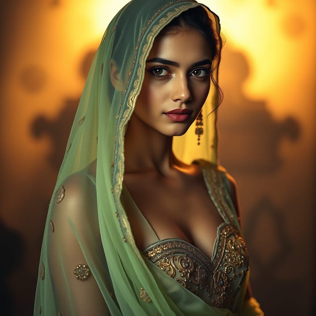 Ethereal Pakistani Beauty in Golden Light