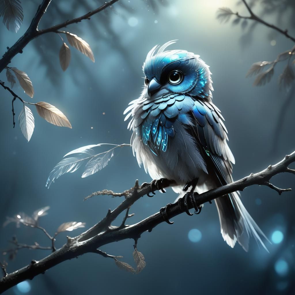 Ethereal Winged Creature in Mystical Moonlit Glade