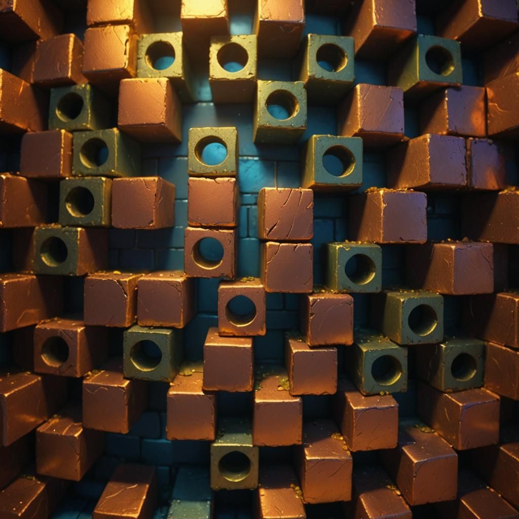 Surreal Copper Bricks in an Ornate Archway