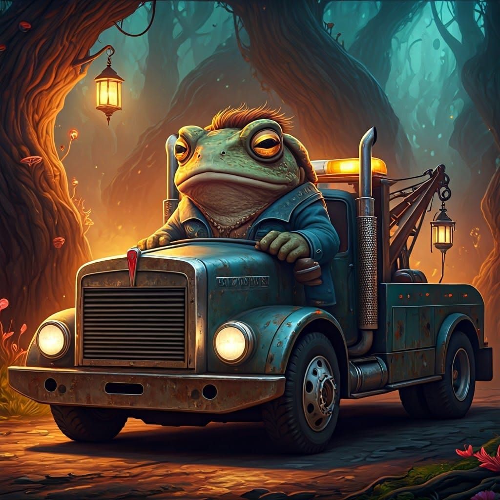 Toad Driver in Mystical Fantasy Landscape
