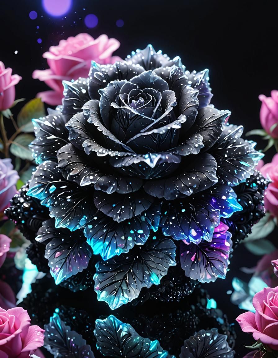 Neon Crystal Geode in Dreamy Watercolour Style