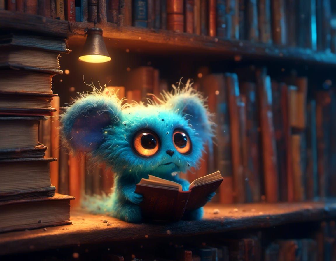 Whimsical 3D Creatures Reading Books