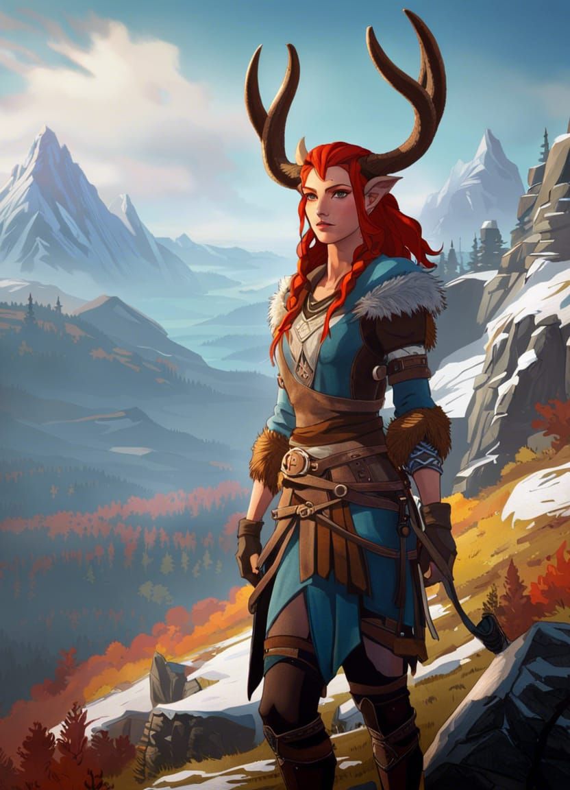 Faun Ranger in Banner Saga Style with Medieval Outfit