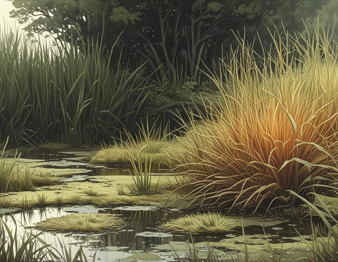Surreal Marsh Landscape Digital Painting with Ethereal Light