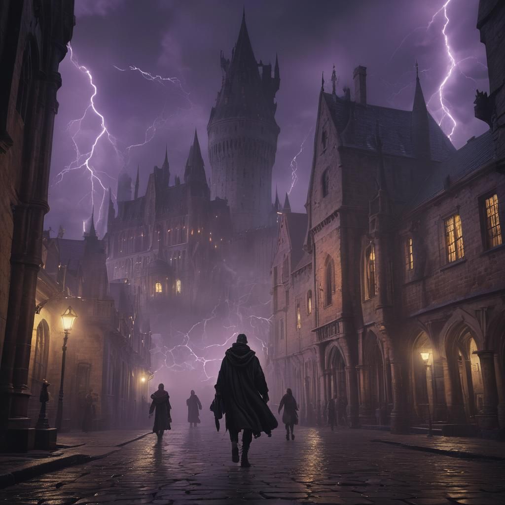 Hogwarts Castle in Dark Fantasy Art Style