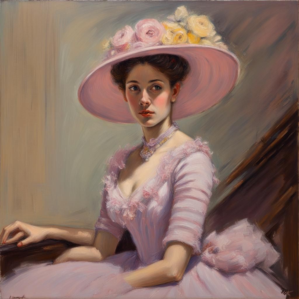 Parisian Woman Portrait in Impressionist Style