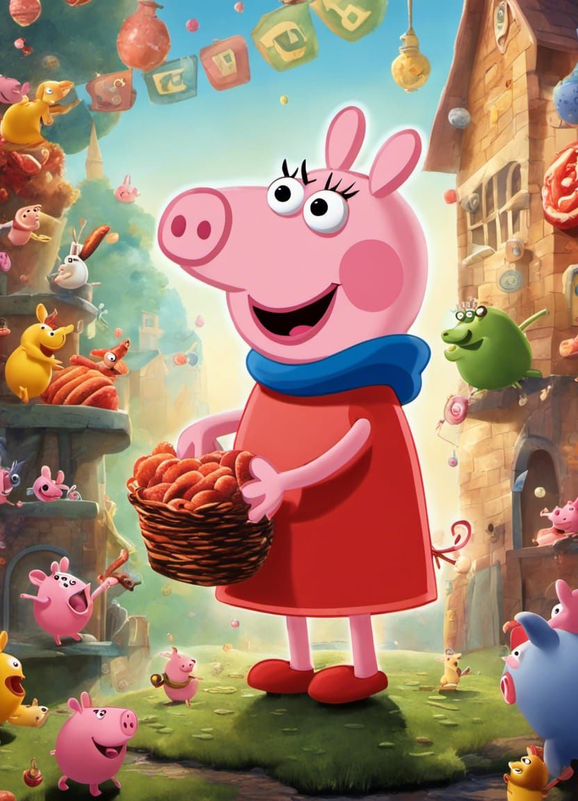 Peppa Pig Eating Bacon in Burton-Giger Style
