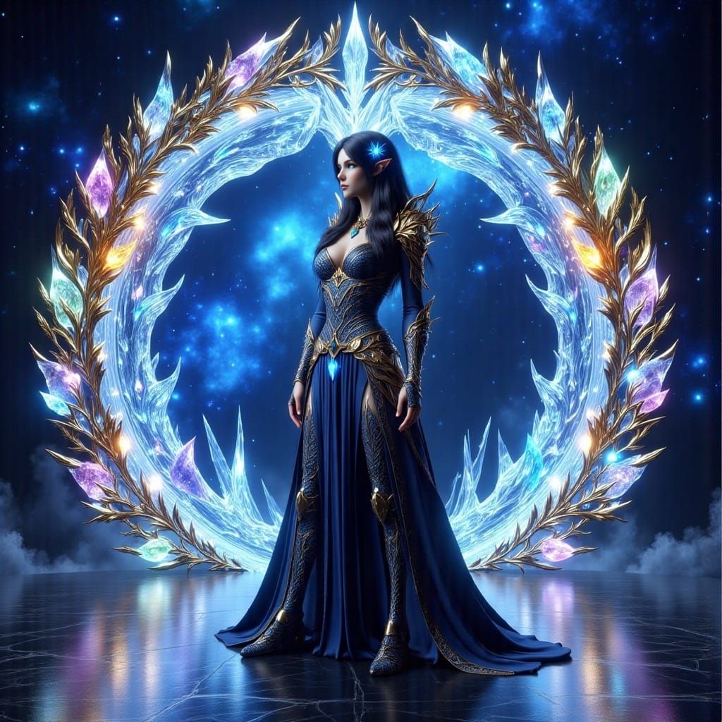 Lady Thalia by Shimmering Portal with Crystal Arch