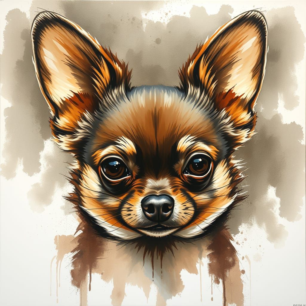 Hyperdetailed Chihuahua in Gouache Style
