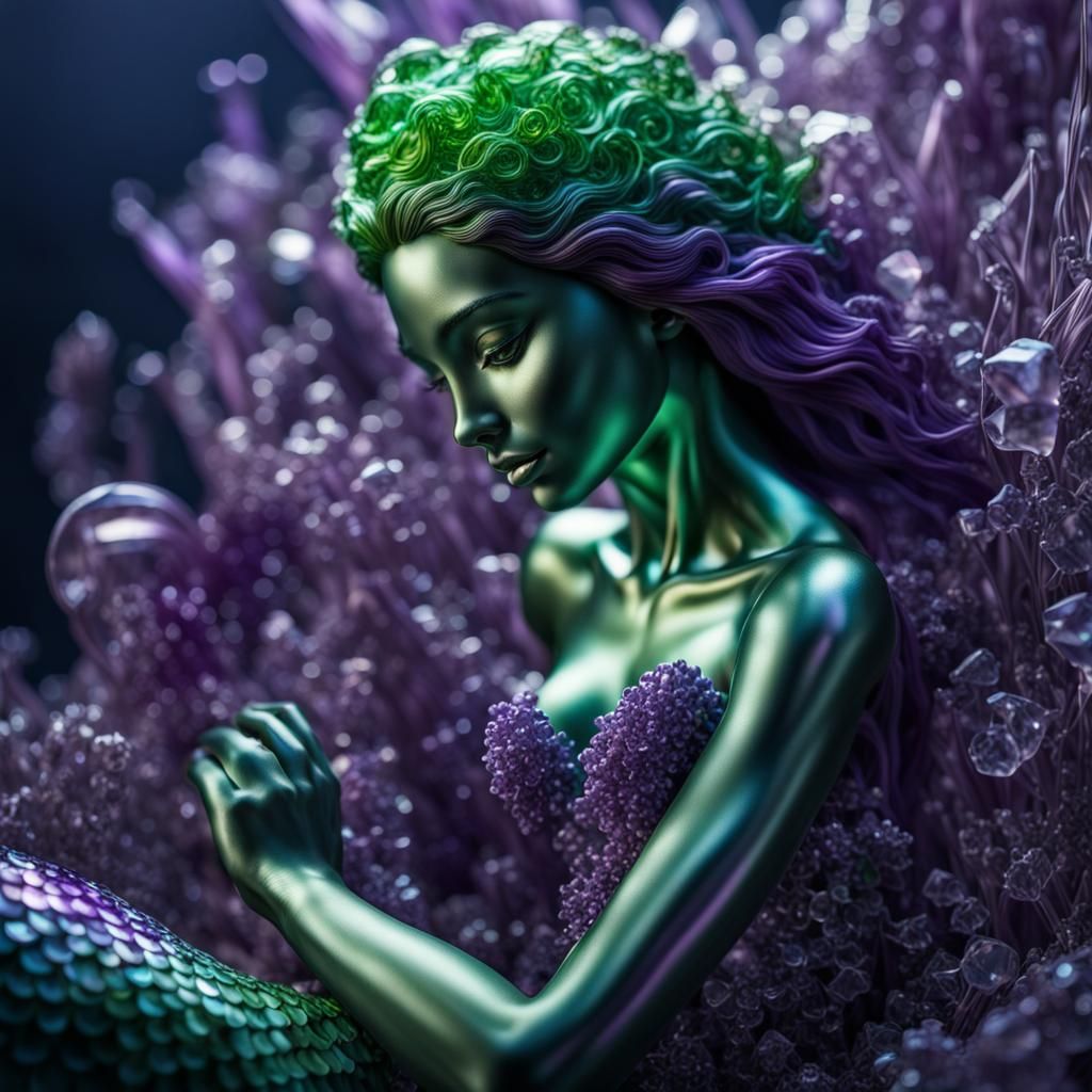 Crystalline Mermaid in Hyperrealistic Style