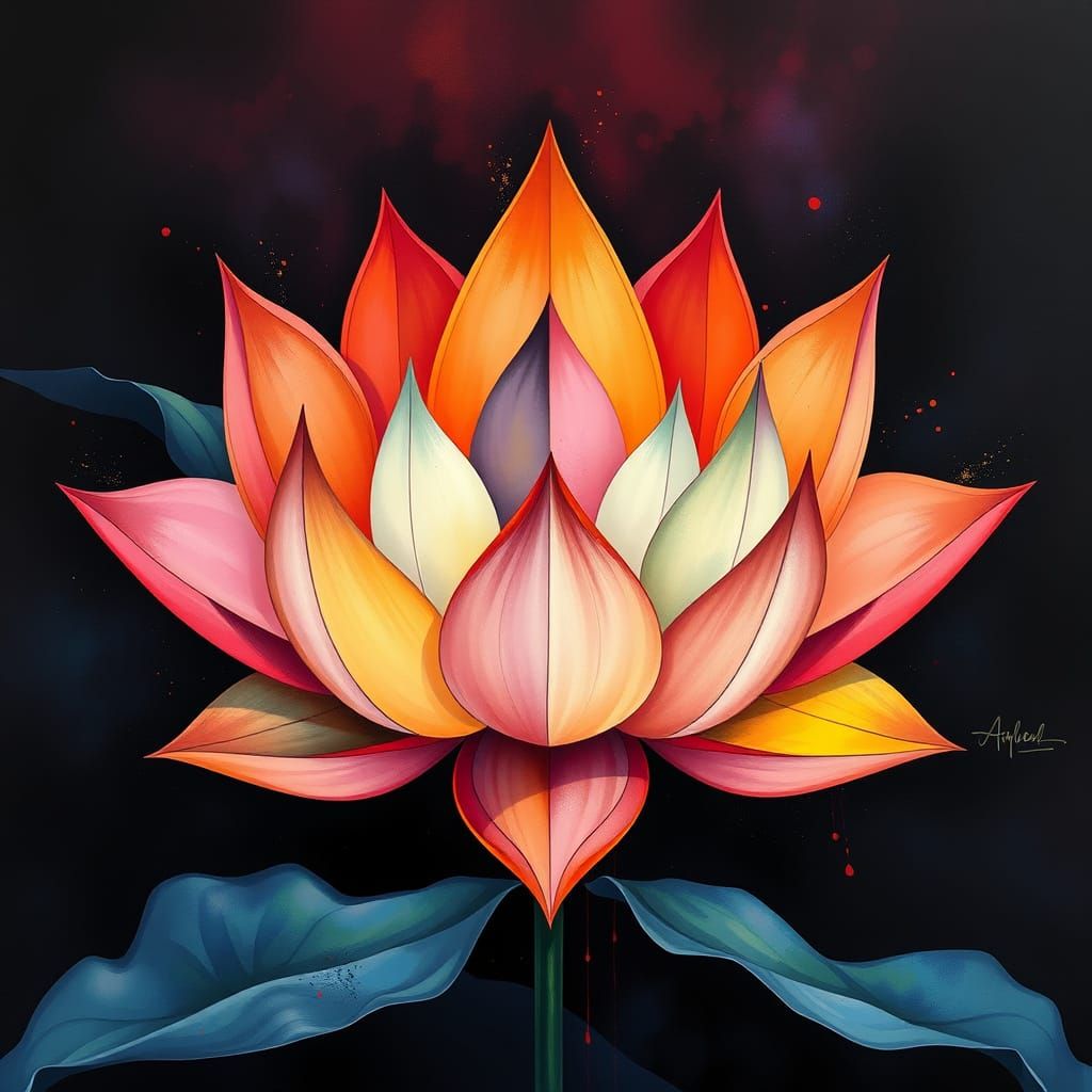 Dreamlike Lotus Blooms in Vibrant, Prismatic Hues
