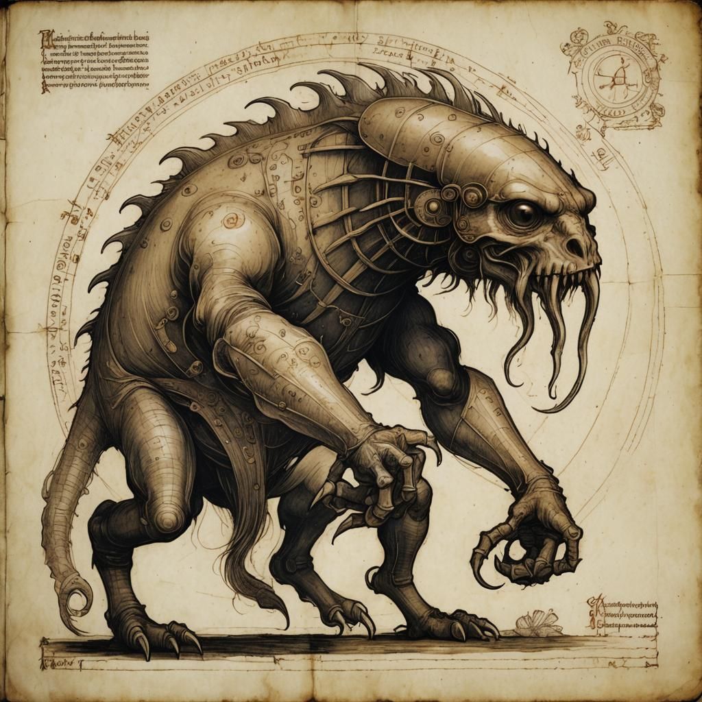 Cyclops Bestiary Entry in Renaissance Style