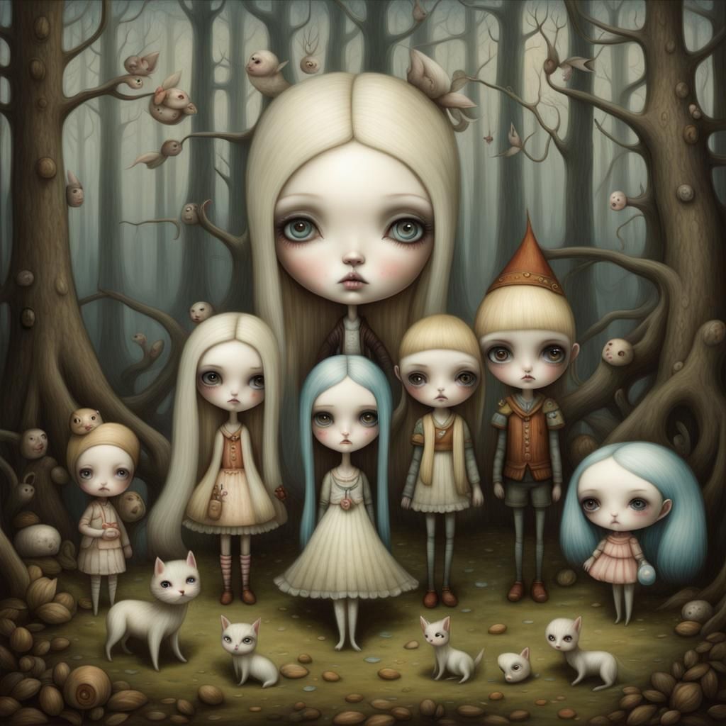 Enchanted Village in the Woods: Fantasy Illustration