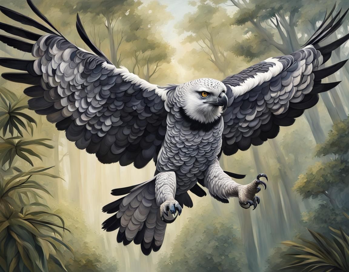 Harpy Eagle in Flight: Epic Cinematic Painting
