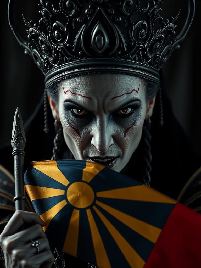Menacing Vampire Queen with Macedonian Flag