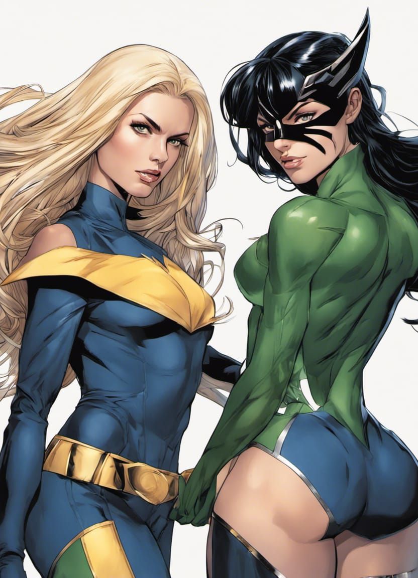 Superheroines in Fiery Battle: Hyperrealistic Concept Art