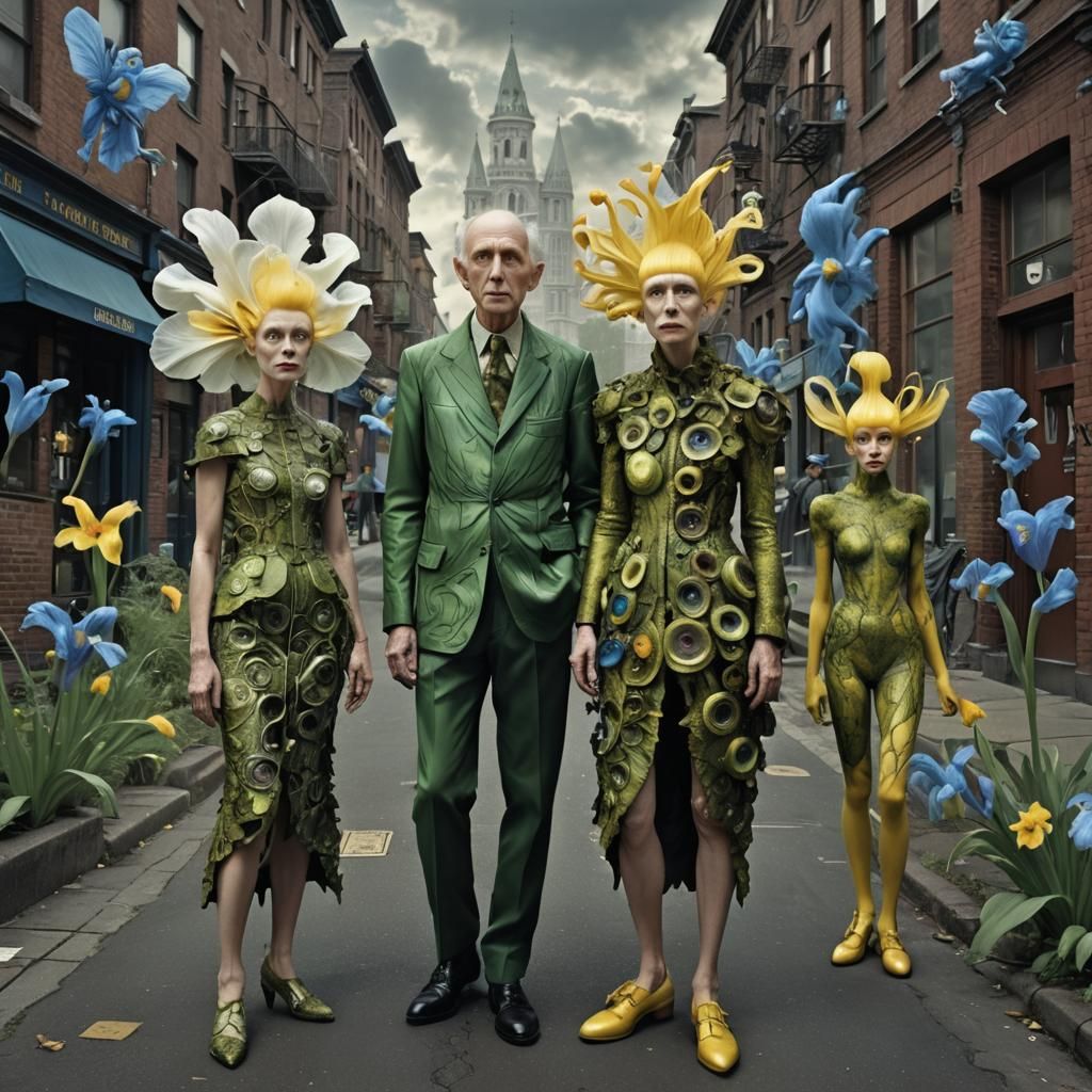 Vibrant Cityscape Surrealism in Airbrush Style