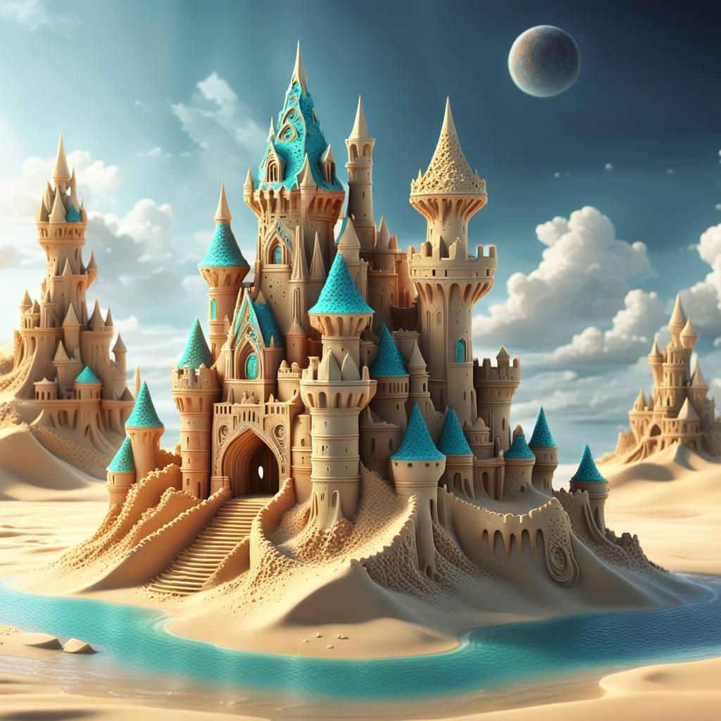 Fractal Sandcastle: Anime-Inspired Fantasy Art