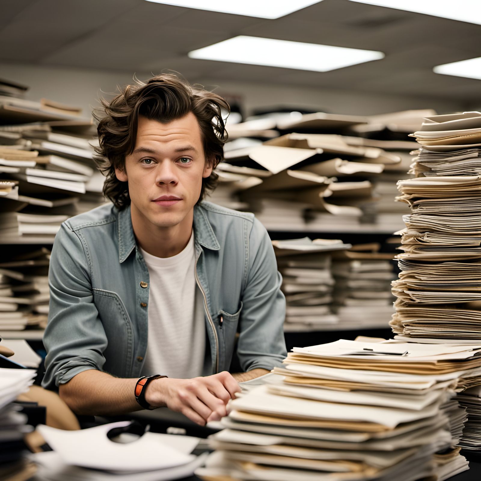 Harry Styles in an Office Setting