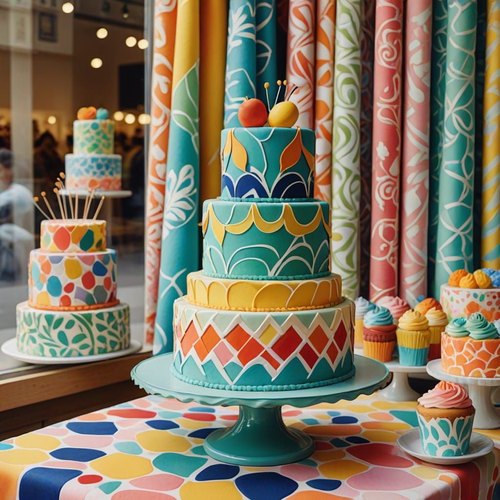 Fabric Cake in Shop Window, Matisse Style