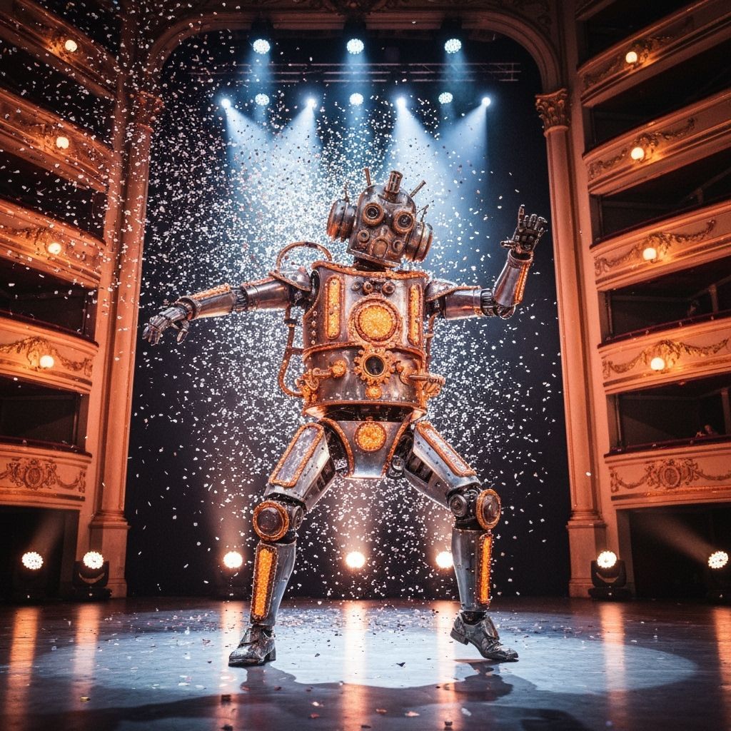 Steampunk Robot Showgirl in a Dazzling Performance