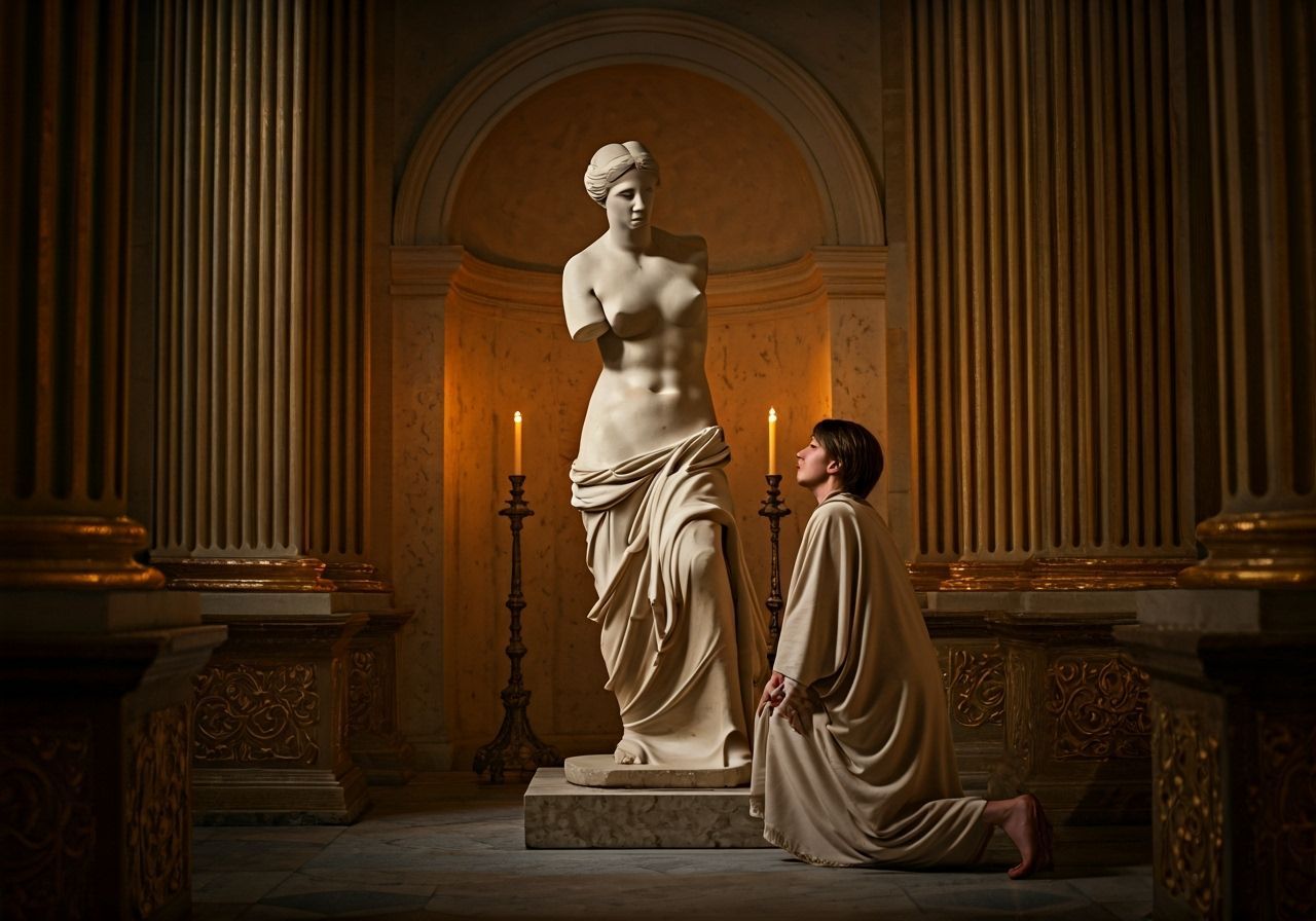 Contemplation Before Venus: A Renaissance-Inspired Scene