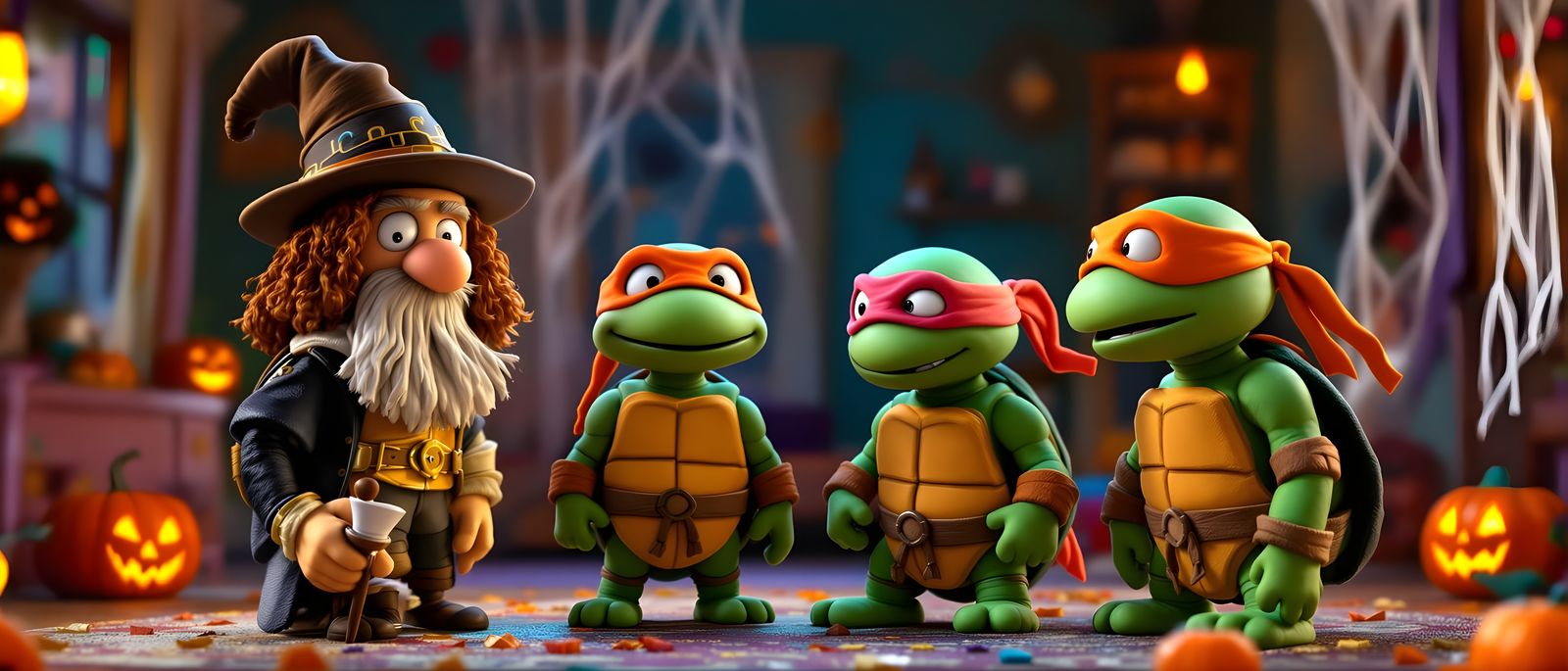 Claymation Friends in Halloween Costumes