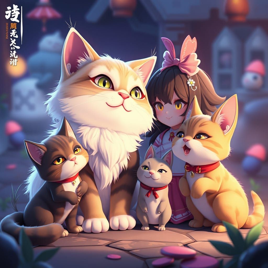 Anime-Inspired 3D Cat Wedding Concept Art