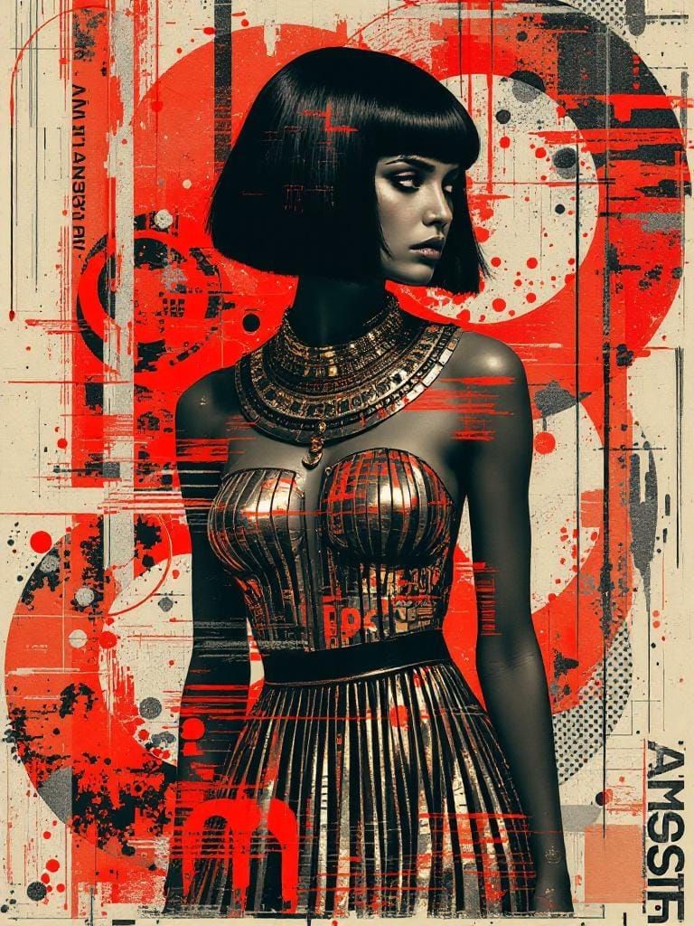 Egyptian Woman in Graphic, High-Contrast Art Style