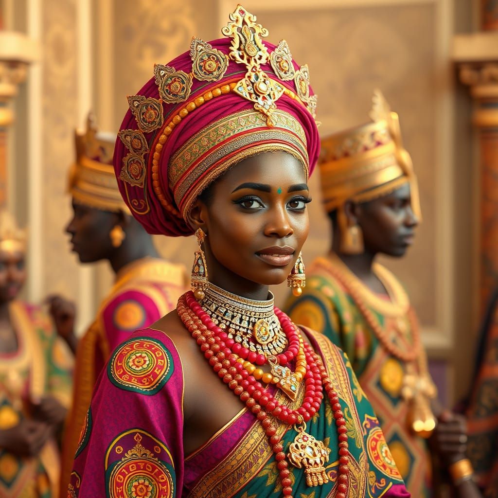 Regal Princess in Traditional Malian Court Attire