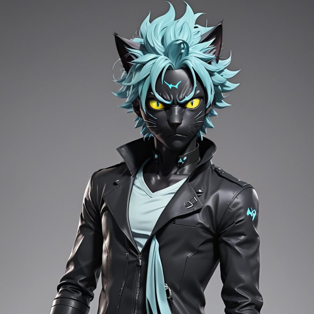 Black Cat Rick Sanchez in 3D Anime Art