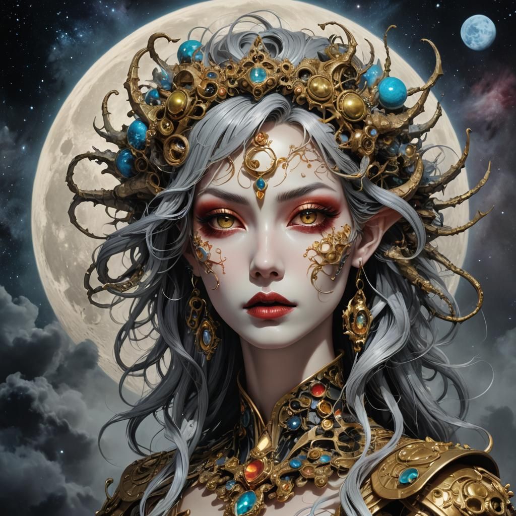 Voluptuous Princess Strums Nautilus Lute in Retro Sci-Fi