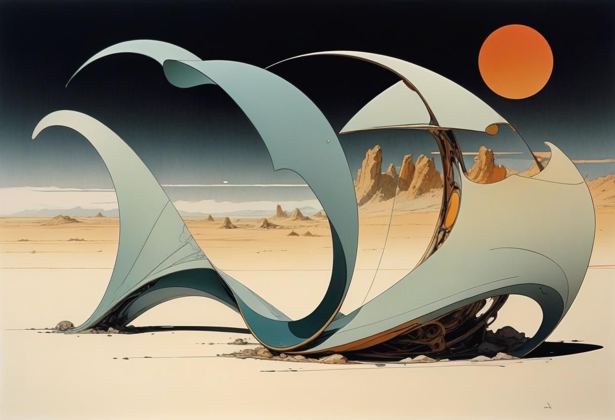 Abstract Art in Style of Moebius, Dali, Shinkawa