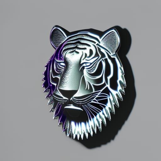 Iridescent Metallic Foil Tiger in 3D