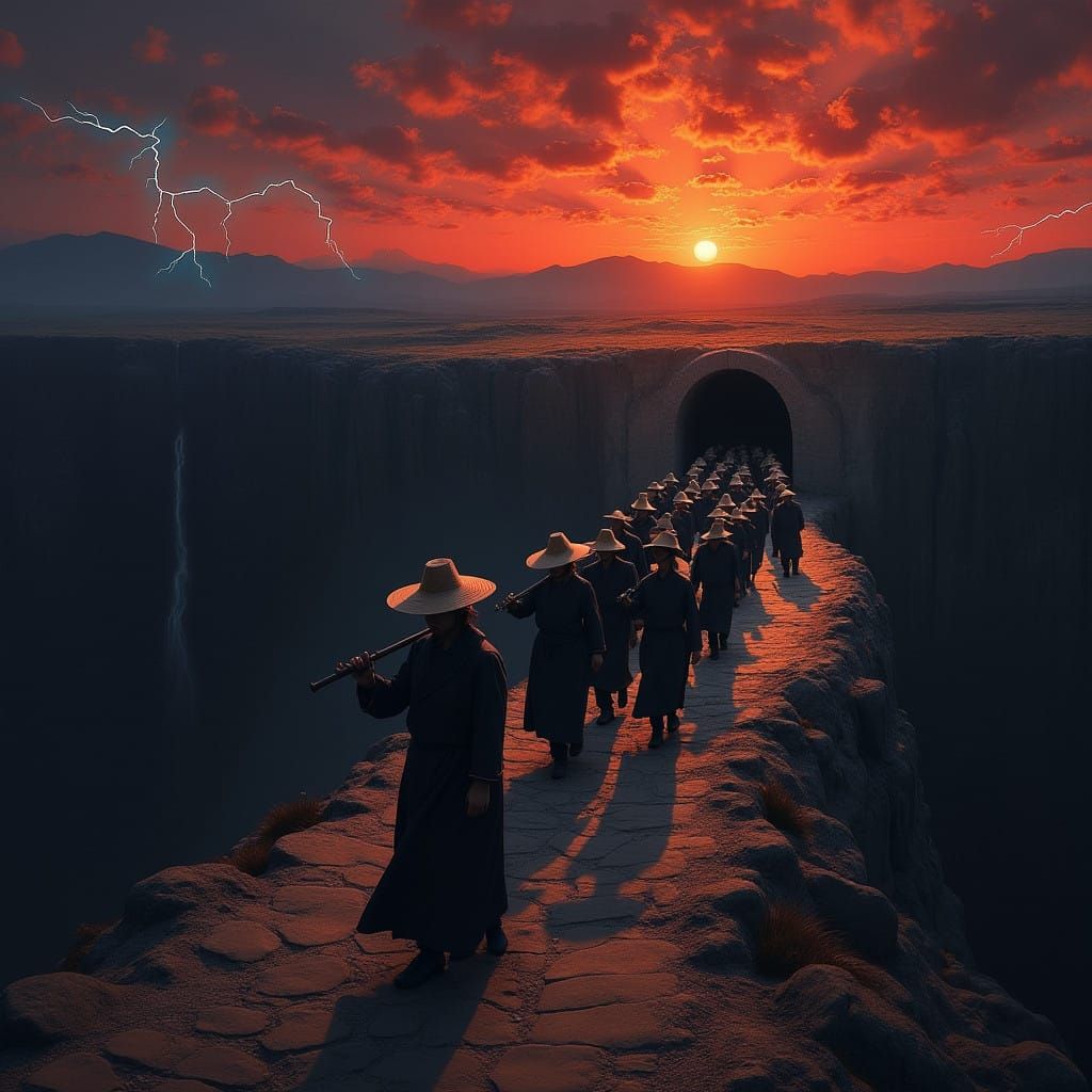 Ominous Procession in a Bloody Crimson Sky, Inspired by Edva...