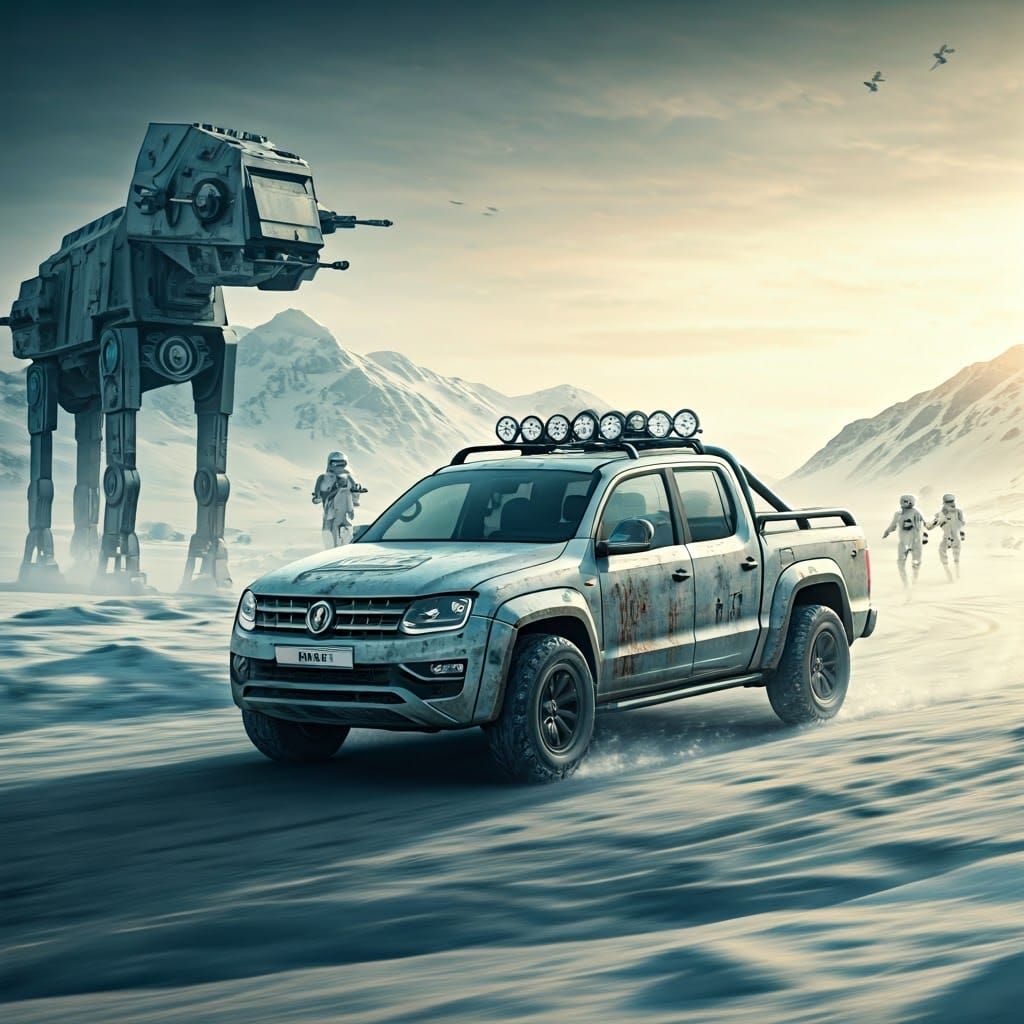 Volkswagen Amarok on Hoth with Star Wars Walker