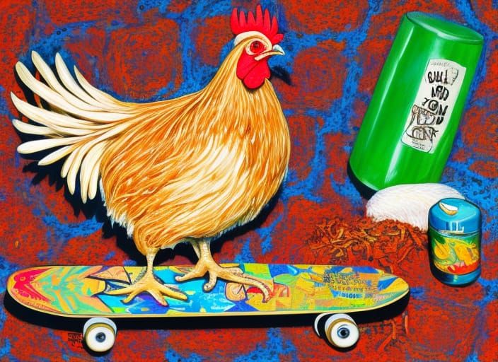 Hyper Detailed Acrylic Painting of a Chicken