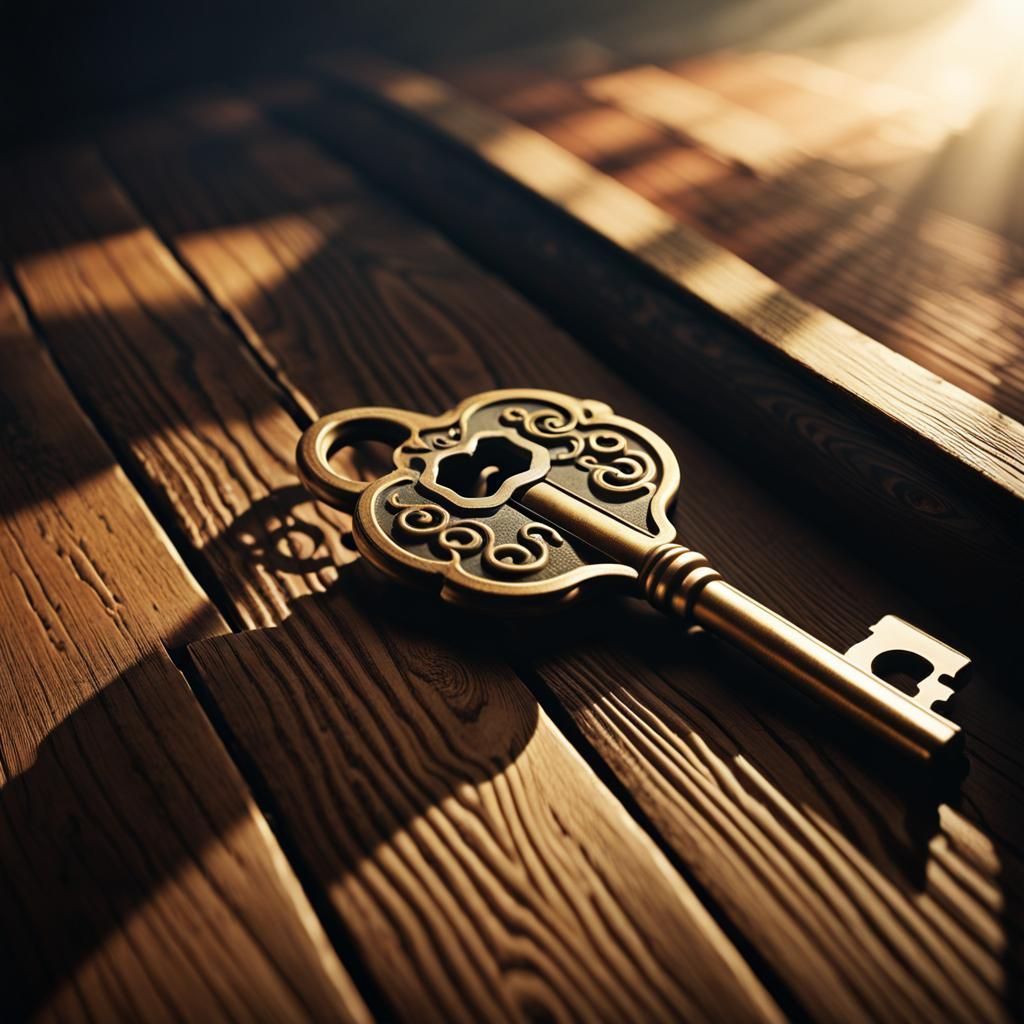 Dusty Brass Key in 19th Century Corridor