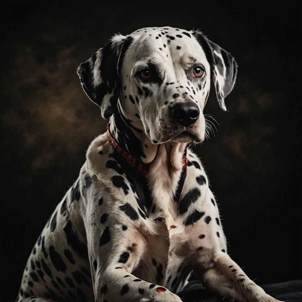Moody Dalmatian Portrait in Low-Key Lighting