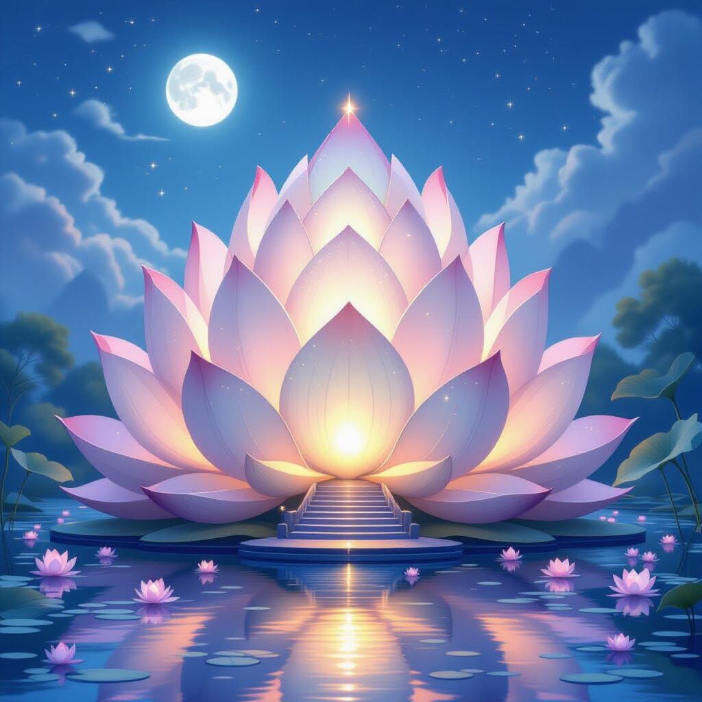 Enchanting Lotus Palace in Moonlight