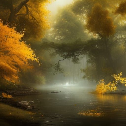 Enchanting Autumn Village in Dark Fantasy Style