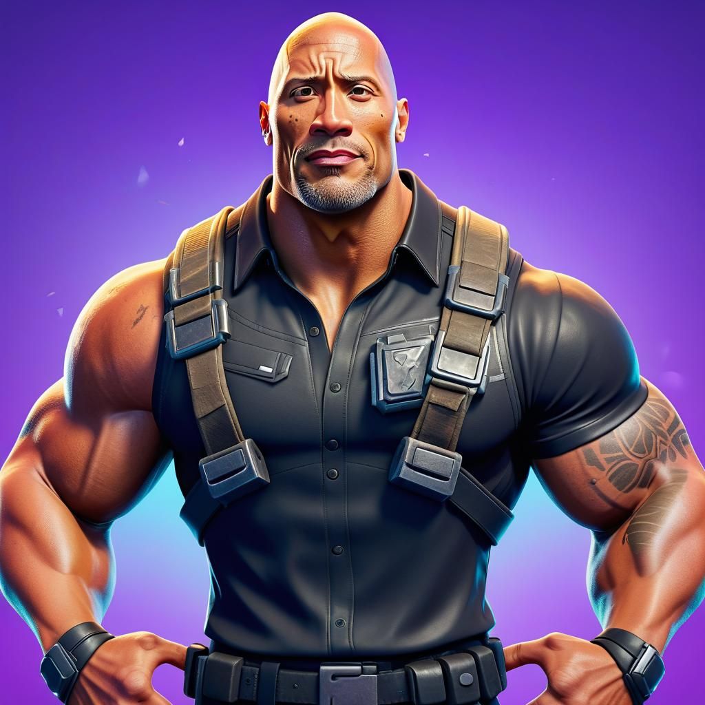 The Rock as Fortnite Hero in Vibrant 3D