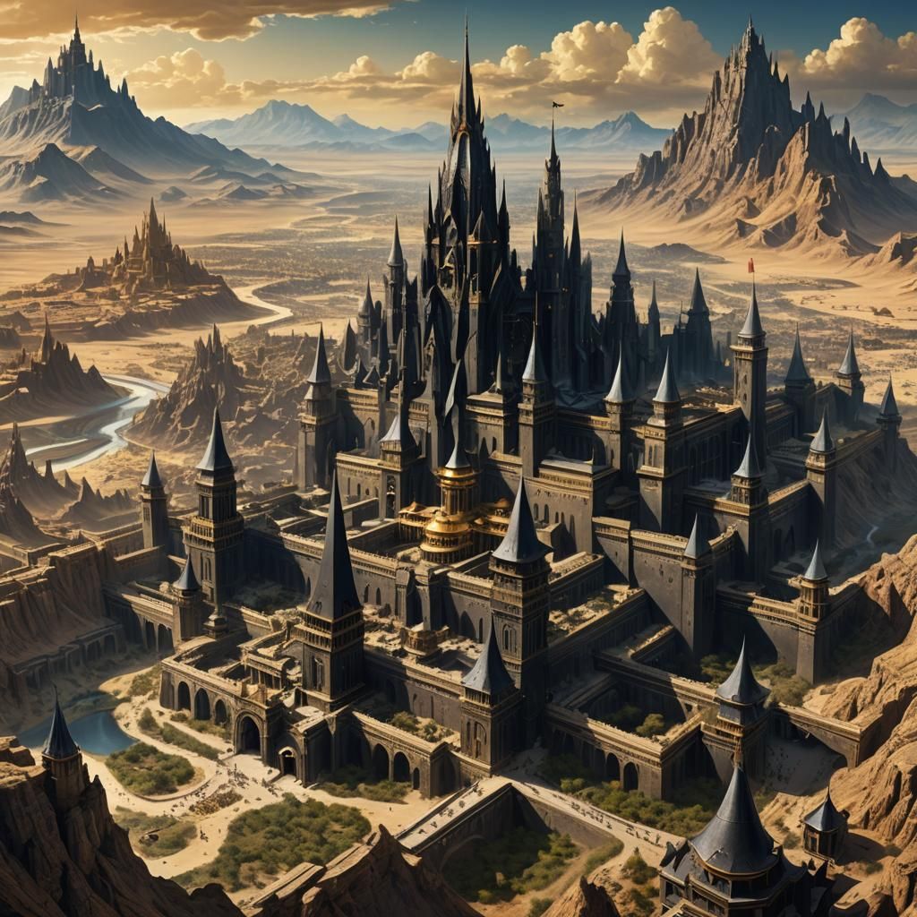 Imperial City Sprawls in Mountainous Desert Landscape